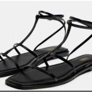 Zara Black Strappy Sandals